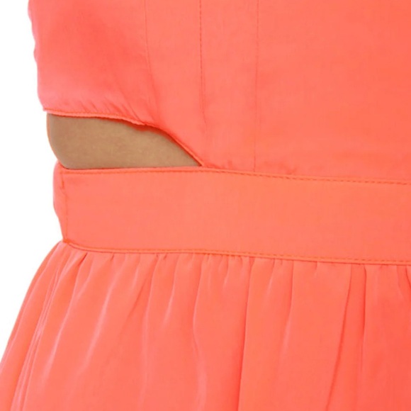 BB Dakota Lunette Neon Coral Halter Dress - Picture 4 of 7